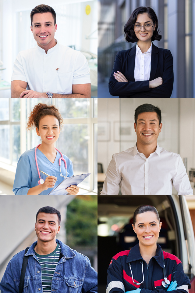 Collage of young professionals